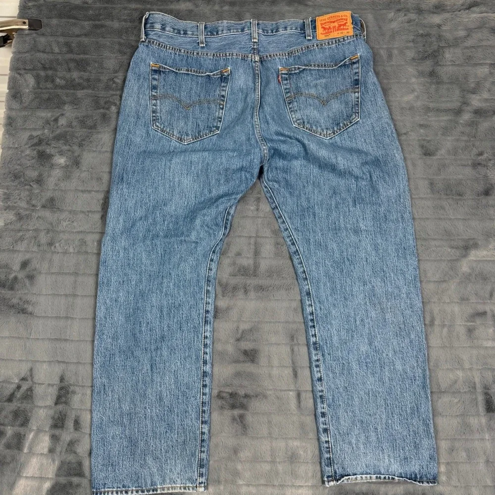 Levis 501 Original Fit Jeans Mens 42x30 Blue Denim Straight Leg Button Fly